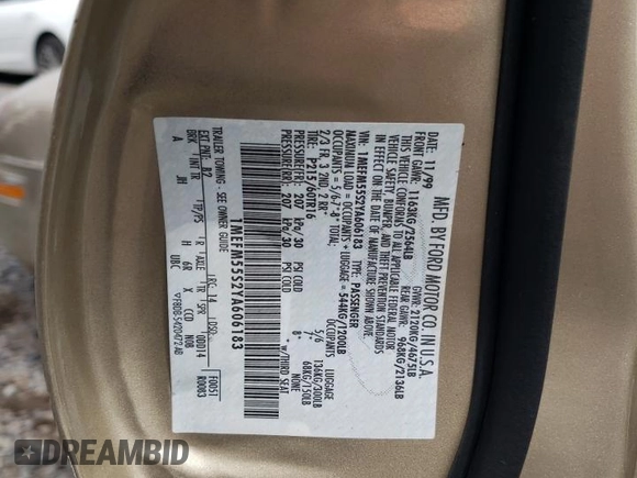 2000 Mercury Sable LS Premium z VIN 1MEFM55S2YA606183, wystawiony jako Copart lot #52254085 z przebiegiem 70 102 mil mil oraz Czysty tytuł • Clean title. Historia ofert i sprzedaży dostępna na DreamBid. Obrazek 12.