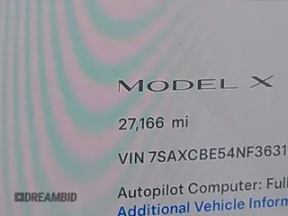 2022 Tesla Model X with VIN 7SAXCBE54NF363113, listed as a IAAI auction lot 41978397 with 27,166 mi miles. Bid and sale history available at carsss.com. Image 16.