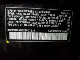 2014 Volkswagen CC R-Line with VIN WVWBN7AN3EE503237, listed as a Copart auction lot 77128394 with 84,995 mi miles and Salvage Title. Bid and sale history available at carsss.com. Image 12.