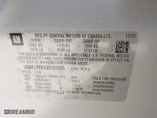 2014 Chevrolet Equinox LT with VIN 2GNFLFEKXE6187476, listed as a IAAI auction lot 40986553 with 84,685 mi miles. Bid and sale history available at carsss.com. Image 9.