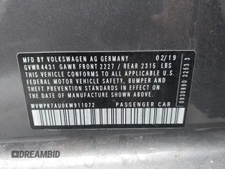 2019 Volkswagen Golf SEL Premium с VIN WVWPR7AU0KW911072, выставлен на аукционе IAAI как лот 42028291 с пробегом 33 726 миль миль и . История ставок и продаж доступна на DreamBid. Изображение 9.