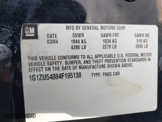 2004 Chevrolet Malibu LT with VIN 1G1ZU54884F195138, listed as a IAAI auction lot 41562060 with 240,773 mi miles. Bid and sale history available at carsss.com. Image 9.