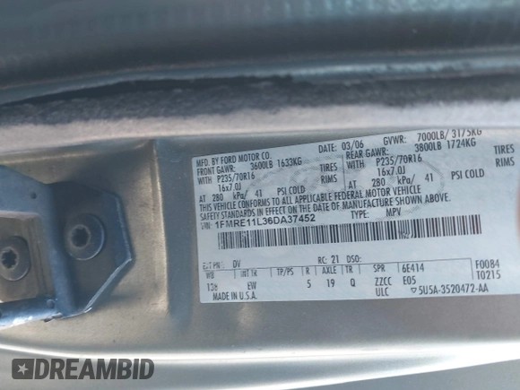 2006 Ford Econoline Passenger XL with VIN 1FMRE11L36DA37452, listed as a IAAI auction lot 41326234 with 255,578 mi miles and . Bid and sale history available at DreamBid. Image 9.
