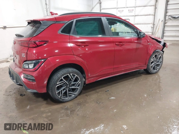 2022 Hyundai Kona N Line with VIN KM8K3CA39NU771109, listed as a IAAI auction lot 41509985 with 21,231 mi miles. Bid and sale history available at carsss.com. Image 4.