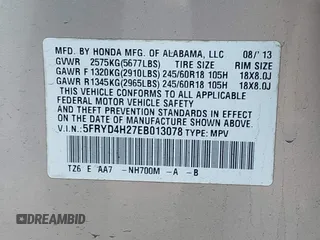 2014 Acura MDX with VIN 5FRYD4H27EB013078, listed as a IAAI auction lot 41668136 with 122,605 mi miles and . Bid and sale history available at DreamBid. Image 9.