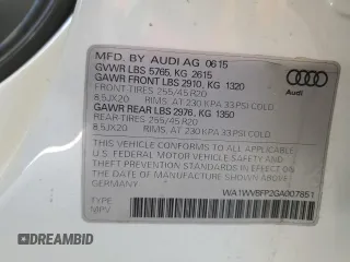 2016 Audi Q5 z VIN WA1WVBFP2GA007851, wystawiony jako Copart lot #42408675 z przebiegiem 123 092 mil mil oraz Szkoda całkowita • Salvage title. Historia ofert i sprzedaży dostępna na DreamBid. Obrazek 13.
