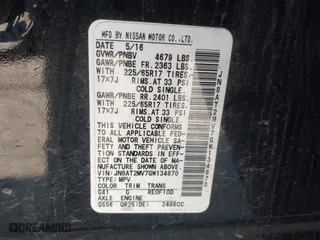 2016 Nissan Rogue S with VIN JN8AT2MV7GW134870, listed as a IAAI auction lot 41287178 with 130,929 mi miles. Bid and sale history available at carsss.com. Image 9.