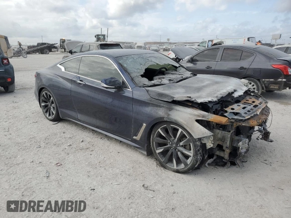 2021 Infiniti Q60 Luxe with VIN JN1EV7KL1MM470496, listed as a Copart auction lot 78464434 with Not provided miles and Salvage title. Bid and sale history available at DreamBid. Image 4.