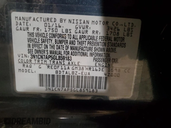 2016 Nissan Versa S z VIN 3N1CN7AP5GL859183, wystawiony jako Copart lot #66701375 z przebiegiem 74 033 mil mil oraz Czysty tytuł • Clean title. Historia ofert i sprzedaży dostępna na DreamBid. Obrazek 12.