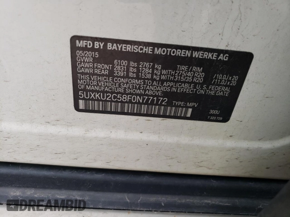 2015 BMW X6 xDrive35i z VIN 5UXKU2C58F0N77172, wystawiony jako Copart lot #55631415 z przebiegiem 246 622 mil mil oraz Czysty tytuł • Clean title. Historia ofert i sprzedaży dostępna na DreamBid. Obrazek 13.