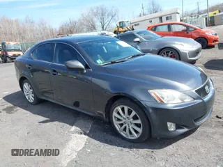 2007 Lexus IS 250 with VIN JTHCK262575014922, listed as a IAAI auction lot 41816082 with 206,243 mi miles. Bid and sale history available at carsss.com. Image 1.