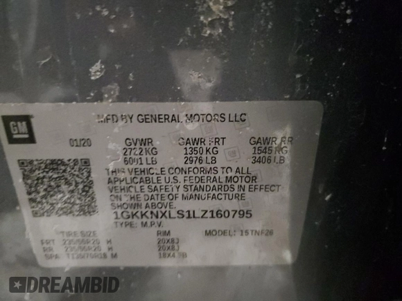 2020 GMC Acadia Denali with VIN 1GKKNXLS1LZ160795, listed as a Copart auction lot 43526675 with 62,731 mi miles and Salvage Title. Bid and sale history available at carsss.com. Image 13.