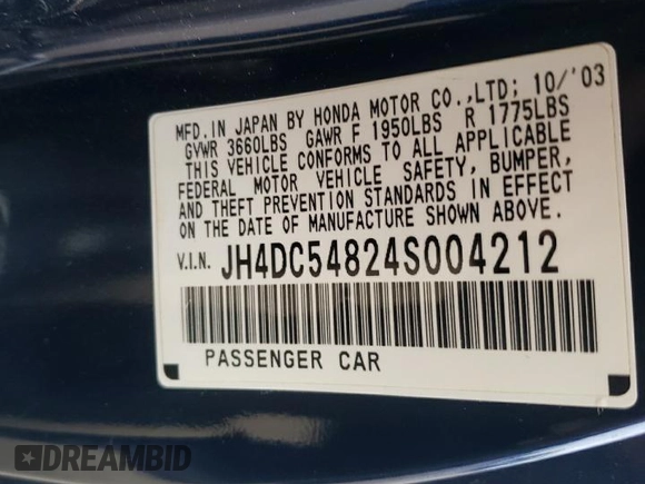 2004 Acura RSX with VIN JH4DC54824S004212, listed as a Copart auction lot 49097295 with 128,111 mi miles and Salvage Title. Bid and sale history available at carsss.com. Image 14.
