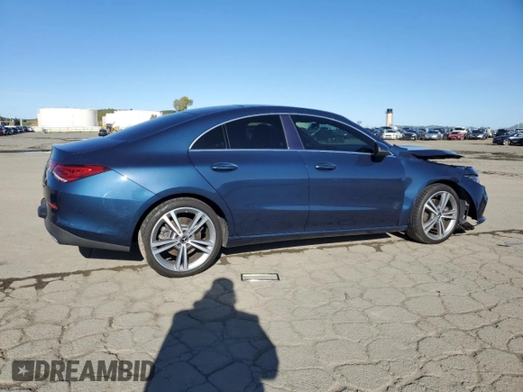 2020 Mercedes-Benz CLA 250 with VIN WDD5J4GB7LN066737, listed as a Copart auction lot 51525425 with 34,530 mi miles and Salvage Title. Bid and sale history available at DreamBid. Image 3.