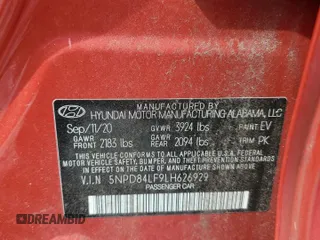 2020 Hyundai Elantra SEL z VIN 5NPD84LF9LH626929, wystawiony jako Copart lot #58802895 z przebiegiem 80 256 mil mil oraz Nie do naprawy • Non repairable. Historia ofert i sprzedaży dostępna na DreamBid. Obrazek 13.