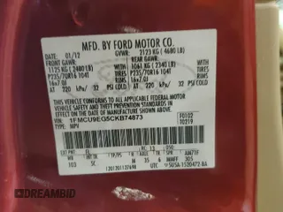 2012 Ford Escape Limited with VIN 1FMCU9EG5CKB74873, listed as a Copart auction lot 59742585 with 126,889 mi miles and Clean title. Bid and sale history available at DreamBid. Image 13.