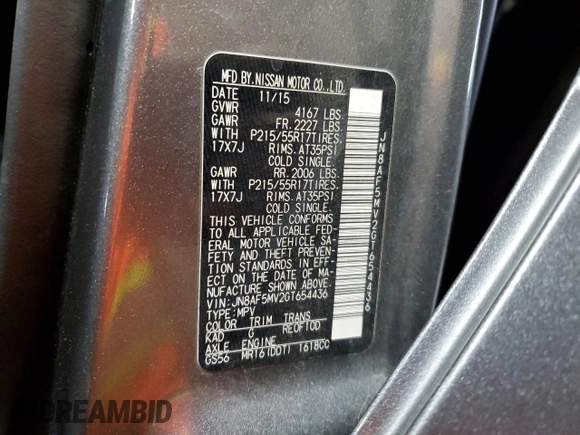 2016 Nissan Juke S with VIN JN8AF5MV2GT654436, listed as a Copart auction lot 50406495 with 57,324 mi miles and Salvage Title. Bid and sale history available at carsss.com. Image 14.