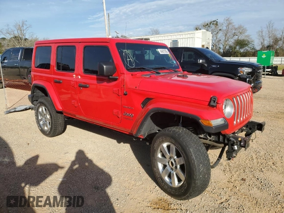 2018 Jeep Wrangler Unlimited Sahara with VIN 1C4HJXEG3JW124230, listed as a Copart auction lot 44401595 with 128,536 mi miles and Non Repairable. Bid and sale history available at carsss.com. Image 4.