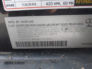 2008 Audi A3 with VIN WAUNF78P08A141023, listed as a IAAI auction lot 41633380 with 134,831 mi miles. Bid and sale history available at carsss.com. Image 9.