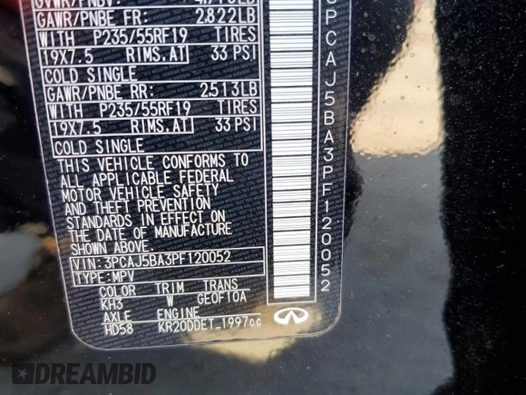 2023 Infiniti QX50 Luxe с VIN 3PCAJ5BA3PF120052, выставлен на аукционе Copart как лот 58195635 с пробегом 13 925 миль миль и Чистый • Clean title. История ставок и продаж доступна на DreamBid. Изображение 14.
