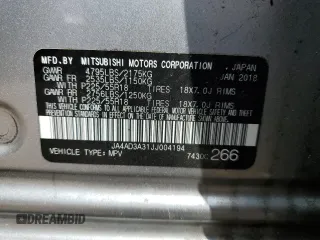2018 Mitsubishi Outlander SE с VIN JA4AD3A31JJ004194, выставлен на аукционе Copart как лот 54364925 с пробегом Не указан миль и Списание • Salvage title. История ставок и продаж доступна на DreamBid. Изображение 14.