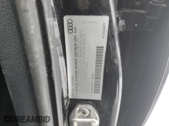2015 Audi A3 2.0T Premium Plus with VIN WAUEFGFF6F1125982, listed as a Copart auction lot 46161475 with 129,183 mi miles and Salvage Title. Bid and sale history available at carsss.com. Image 14.