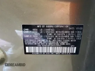 2023 Subaru Outback Touring with VIN 4S4BTAPCXP3172711, listed as a Copart auction lot 89142085 with 21,130 mi miles and Salvage title. Bid and sale history available at DreamBid. Image 13.
