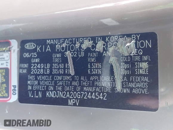 2016 Kia Soul z VIN KNDJN2A20G7244542, wystawiony jako IAAI lot #41406628 z przebiegiem 93 749 mil mil oraz . Historia ofert i sprzedaży dostępna na DreamBid. Obrazek 9.