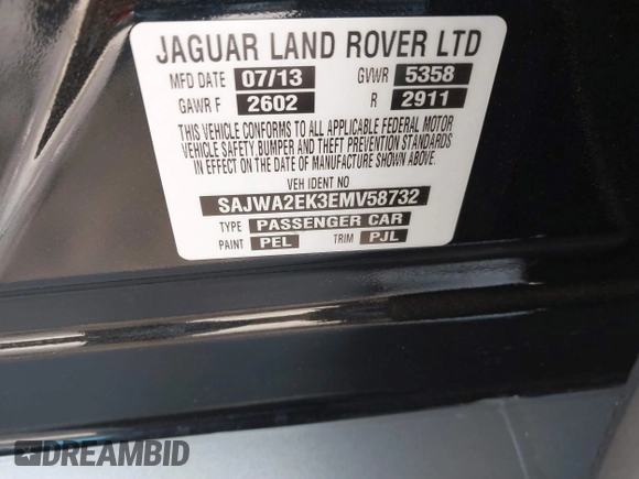 2014 Jaguar XJ z VIN SAJWA2EK3EMV58732, wystawiony jako IAAI lot #41367021 z przebiegiem 64 208 mil mil oraz . Historia ofert i sprzedaży dostępna na DreamBid. Obrazek 9.