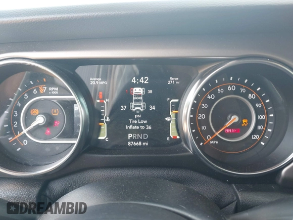 2020 Jeep Wrangler Unlimited Sport z VIN 1C4HJXDG4LW331133, wystawiony jako IAAI lot #42154246 z przebiegiem 87 668 mil mil oraz . Historia ofert i sprzedaży dostępna na DreamBid. Obrazek 7.