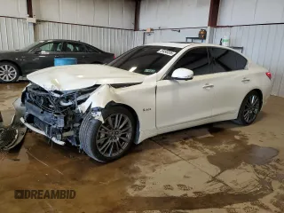 2016 Infiniti Q50 Red Sport 400 with VIN JN1FV7AR8GM450776, listed as a Copart auction lot 59490895 with 79,478 mi miles and Salvage title. Bid and sale history available at DreamBid. Image 1.