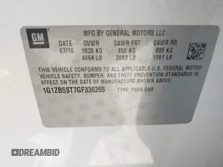 2016 Chevrolet Malibu LS with VIN 1G1ZB5ST7GF336265, listed as a IAAI auction lot 42330834 with 125,383 mi miles and . Bid and sale history available at DreamBid. Image 9.