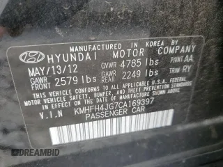 2012 Hyundai Azera с VIN KMHFH4JG7CA169397, выставлен на аукционе Copart как лот 55415055 с пробегом 138 207 миль миль и Списание • Salvage title. История ставок и продаж доступна на DreamBid. Изображение 12.