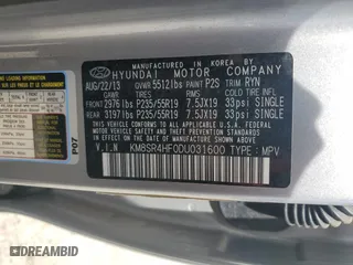 2013 Hyundai Santa Fe Limited with VIN KM8SR4HF0DU031600, listed as a Copart auction lot 52591235 with 132,310 mi miles and Clean Title. Bid and sale history available at carsss.com. Image 13.