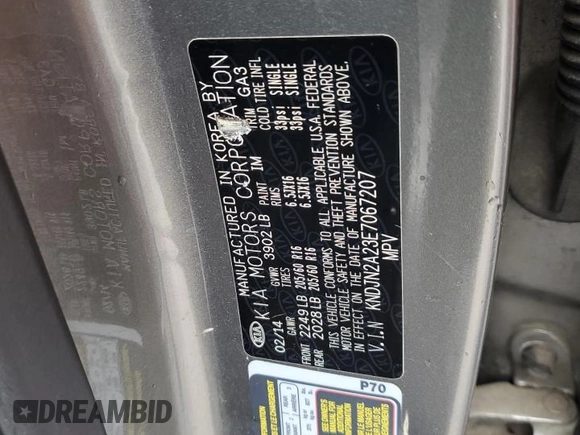 2014 Kia Soul with VIN KNDJN2A23E7067207, listed as a Copart auction lot 49344105 with 101,011 mi miles and Salvage Title. Bid and sale history available at carsss.com. Image 12.
