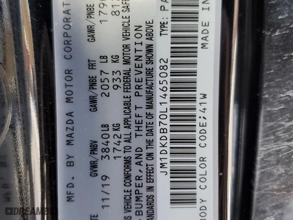 2020 Mazda CX-3 Sport with VIN JM1DKDB70L1465082, listed as a Copart auction lot 43651915 with 91,835 mi miles and Salvage Title. Bid and sale history available at carsss.com. Image 12.