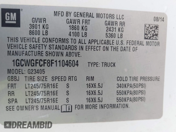 2015 Chevrolet Express Cargo с VIN 1GCWGFCF8F1104604, выставлен на аукционе IAAI как лот 42449161 с пробегом 276 501 миль миль и . История ставок и продаж доступна на DreamBid. Изображение 9.