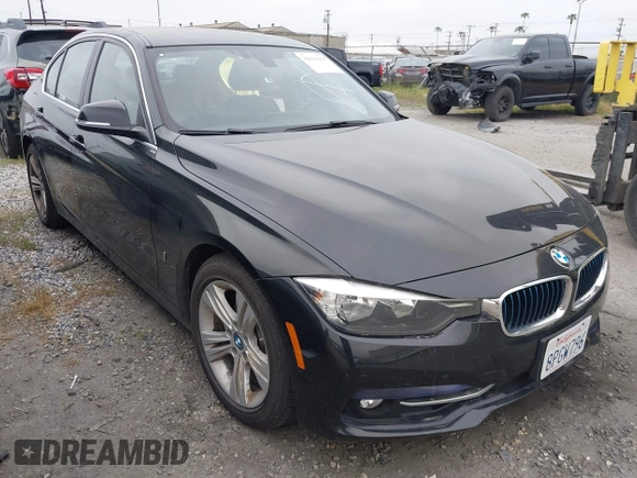 2017 BMW 3 Series 330e iPerformance with VIN WBA8E1C58HK480271, listed as a IAAI auction lot 42039429 with 93,242 mi miles. Bid and sale history available at carsss.com. Image 1.