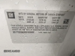 2016 Chevrolet Impala LT with VIN 2G1105SA6G9183680, listed as a IAAI auction lot 42047235 with 230,406 mi miles and . Bid and sale history available at DreamBid. Image 9.