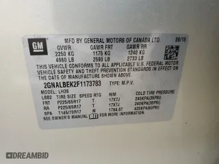 2015 Chevrolet Equinox LT with VIN 2GNALBEK2F1173783, listed as a Copart auction lot 50500405 with 89,165 mi miles and Salvage Title. Bid and sale history available at carsss.com. Image 13.