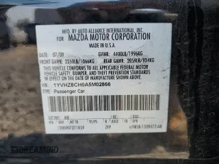2010 Mazda 6 i Touring с VIN 1YVHZ8CH0A5M02866, выставлен на аукционе Copart как лот 58911625 с пробегом 246 444 миль миль и Списание • Salvage title. История ставок и продаж доступна на DreamBid. Изображение 12.