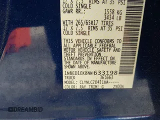 2022 Nissan Frontier SV with VIN 1N6ED1EK8NN633198, listed as a IAAI auction lot 42075607 with 99,512 mi miles and . Bid and sale history available at DreamBid. Image 9.