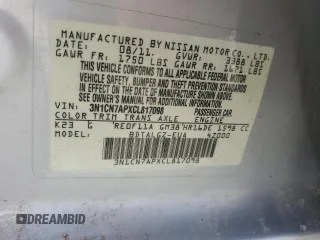2012 Nissan Versa SL with VIN 3N1CN7APXCL817098, listed as a Copart auction lot 51146765 with 146,033 mi miles and Salvage Title. Bid and sale history available at carsss.com. Image 14.