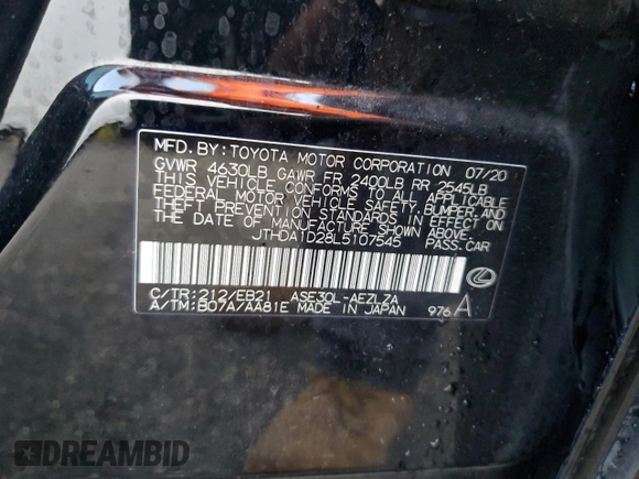 2020 Lexus IS 300 z VIN JTHDA1D28L5107545, wystawiony jako Copart lot #63465345 z przebiegiem 77 069 mil mil oraz Szkoda całkowita • Salvage title. Historia ofert i sprzedaży dostępna na DreamBid. Obrazek 12.