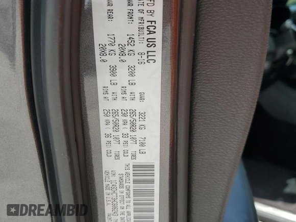 2017 Dodge Durango R/T with VIN 1C4SDHCT3HC606243, listed as a Copart auction lot 56936285 with 175,137 mi miles and Salvage title. Bid and sale history available at DreamBid. Image 13.