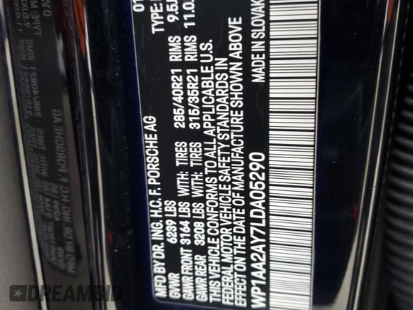 2020 Porsche Cayenne z VIN WP1AA2AY7LDA05290, wystawiony jako Copart lot #58533945 z przebiegiem 70 155 mil mil oraz Szkoda całkowita • Salvage title. Historia ofert i sprzedaży dostępna na DreamBid. Obrazek 13.