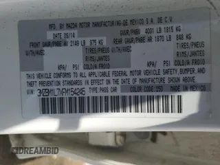 2015 Mazda 3 i Touring with VIN 3MZBM1L7XFM154245, listed as a Copart auction lot 61571995 with Not provided miles and Salvage title. Bid and sale history available at DreamBid. Image 12.