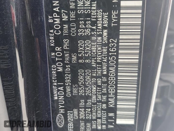 2021 Genesis GV80 with VIN KMUHBDSB6MU051632, listed as a Copart auction lot 56146815 with 32,288 mi miles and Salvage title. Bid and sale history available at DreamBid. Image 13.