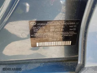 2016 Hyundai Sonata 2.4L SE with VIN 5NPE24AF0GH387043, listed as a IAAI auction lot 41700982 with 128,209 mi miles. Bid and sale history available at carsss.com. Image 9.