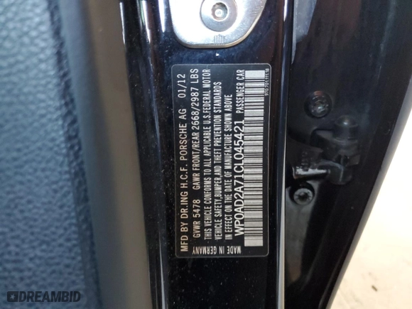 2012 Porsche Panamera S Hybrid with VIN WP0AD2A71CL045421, listed as a Copart auction lot 87756765 with 135,832 mi miles and Clean Title. Bid and sale history available at carsss.com. Image 12.